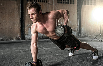 Man doing dumbbell rows